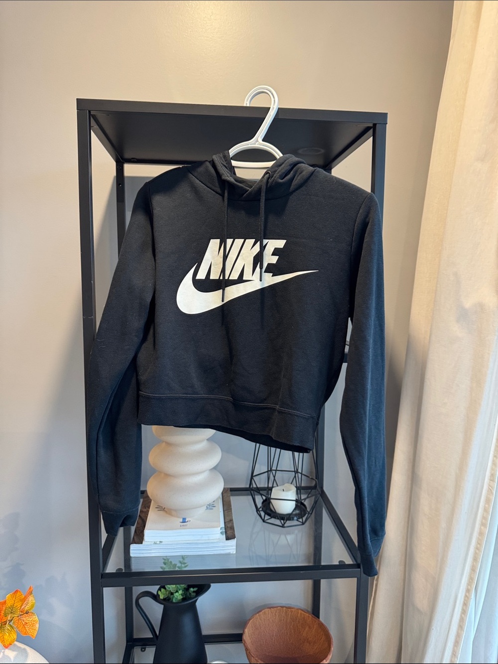 Nike Black Hoodie Sweater with White Swoosh